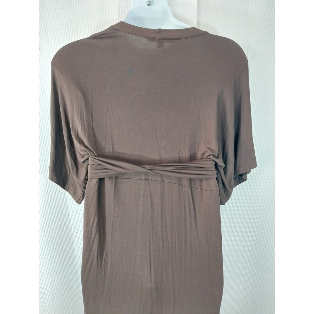 CHADWICKS! ESPRESSO BROWN KNIT JERSEY WRAPPED BELT, HALF SLV MIDI DRESS! SZ 14 - Picture 8 of 13
